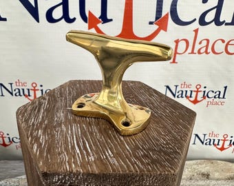 Small Brass Cleat - Nautical Wall Hook - Marine Boat Dock Chock - Hanger Handle - Coat, Hat, Keys - Drawer Pull
