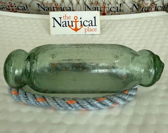 Japanese Glass Fishing Float, 5.5" Dot Mold Roller,  Very Old, Authentic Fish Net Buoy From Japan