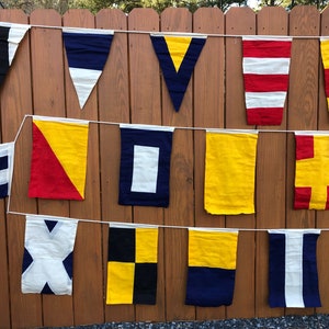 Nautical Signal Code Flag Set On String Set of 40 Hand Sewn, Double Sided Cotton Flags High Quality Alphabet Flag Set image 5