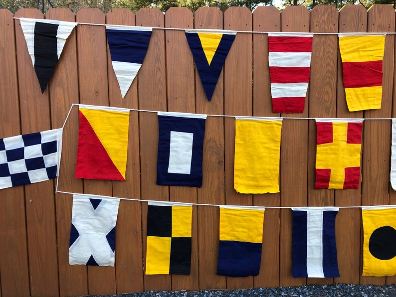 Nautical Signal Code Flag Set On String Set of 40 Hand Sewn, Double Sided Cotton Flags High Quality Alphabet Flag Set image 5