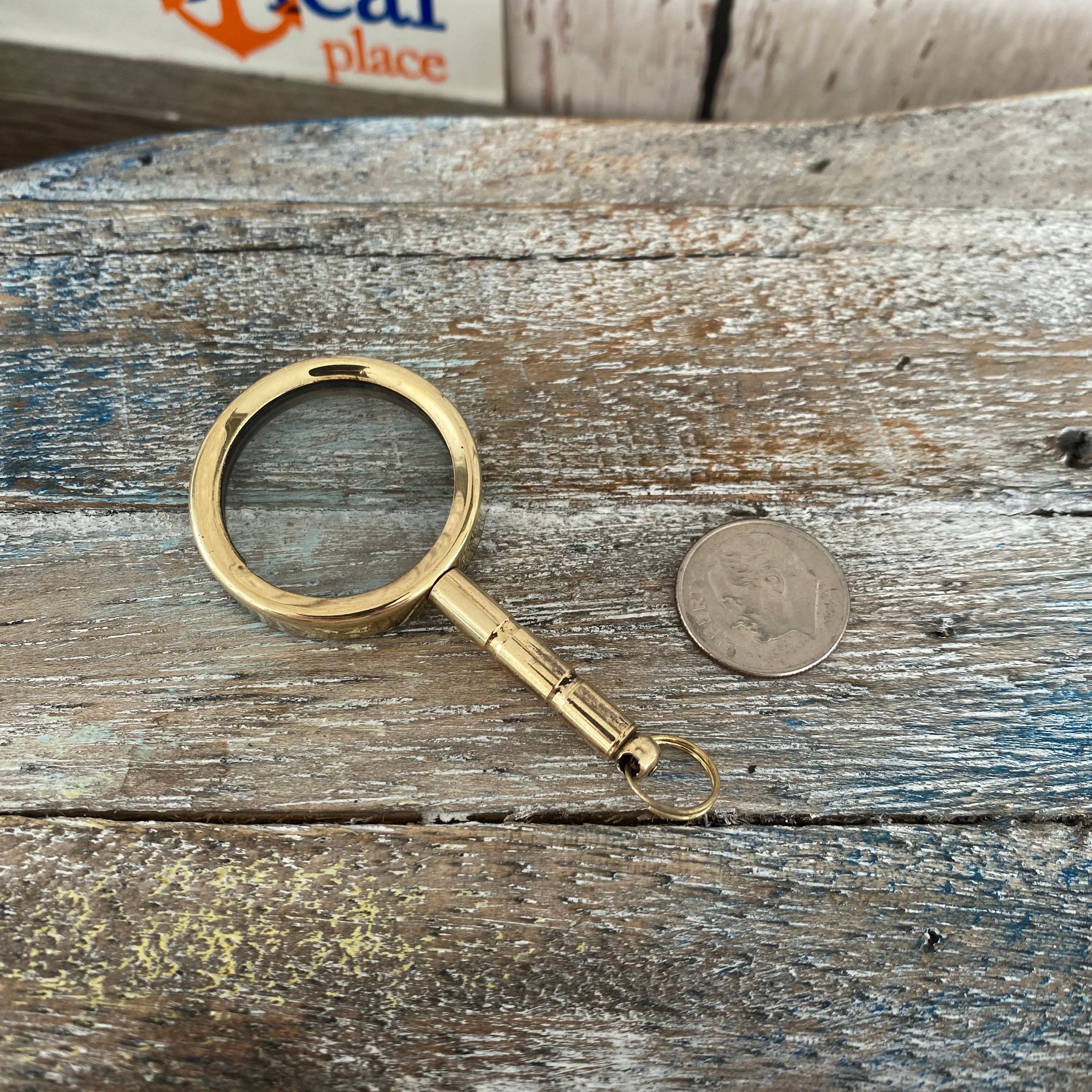 Miniature Magnifying Glass Necklace 1 Lot Brass Mini Magnifier With Chain  gift