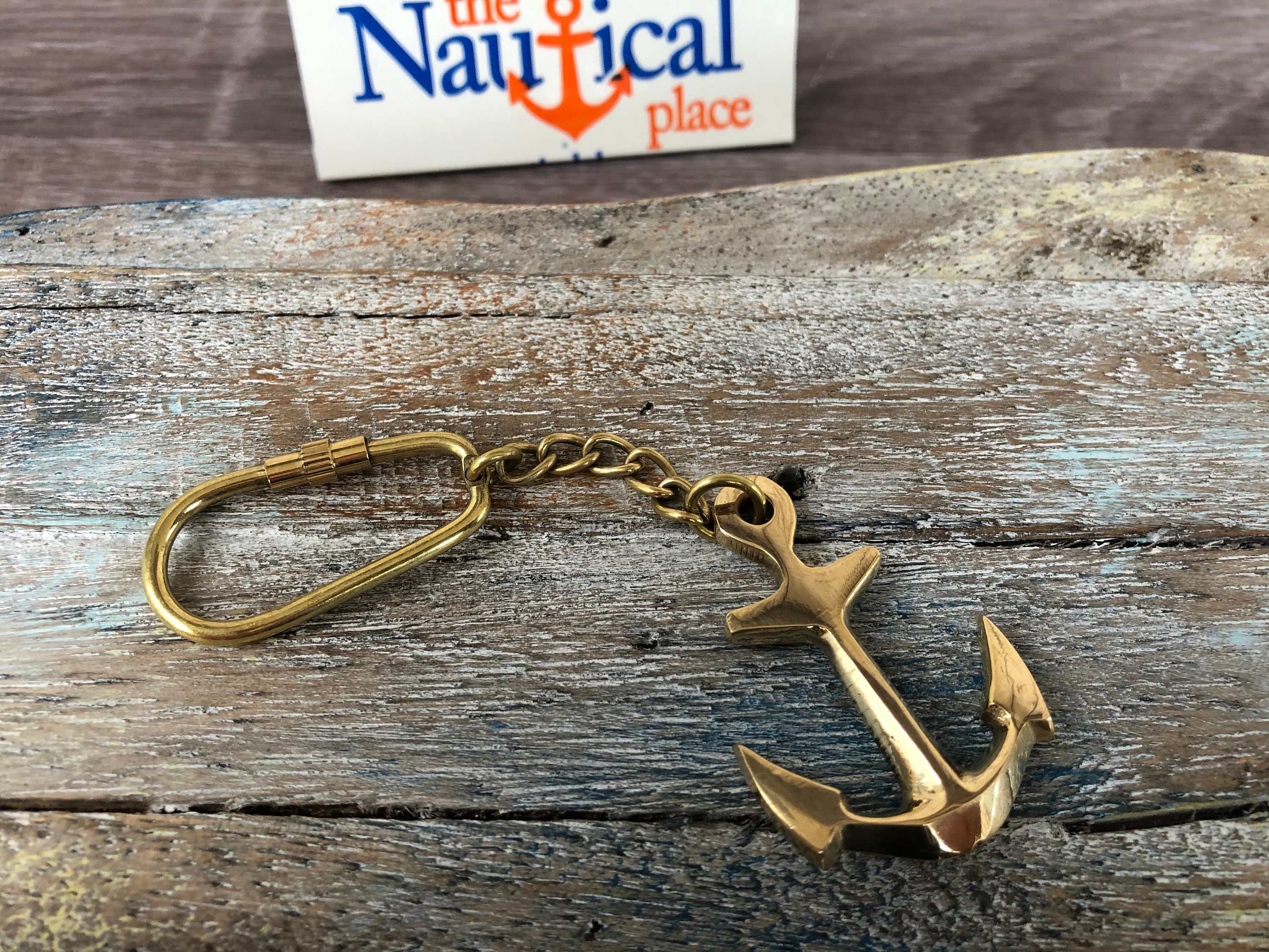 Brass store anchor keychain