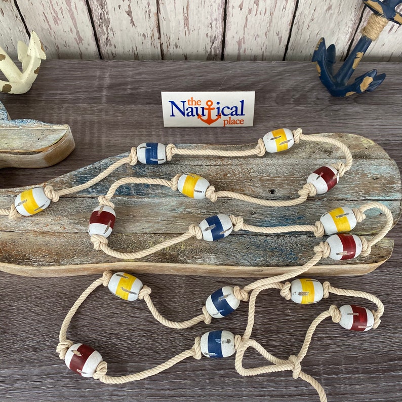 6 Ft Wood Fishing Floats on String Fish Net Buoy Garland Etsy