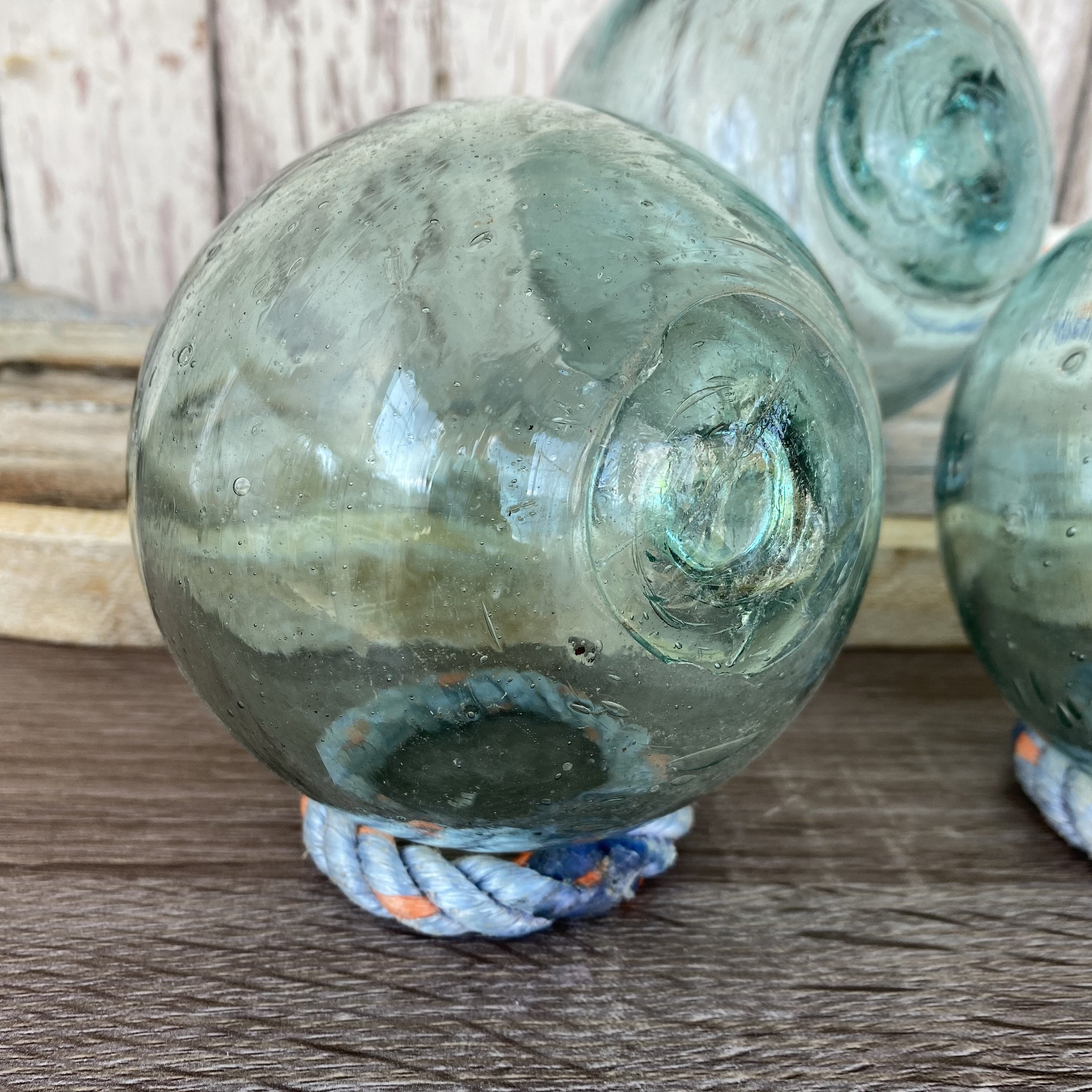 Japanese Glass Fishing Floats, 4” Softball Size, Authentic Glass