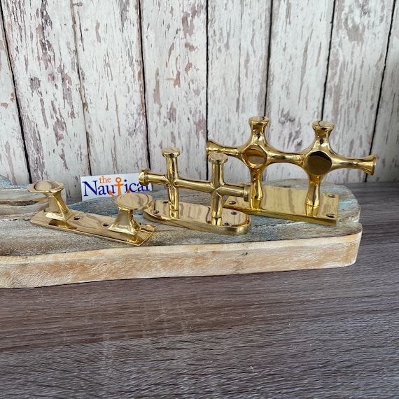 Small Solid Brass Cleat Hook Wall Mounted Boat Chock Nautical Towel Coat  Hanger