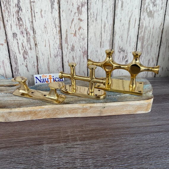 Small Solid Brass Cleat Hook Wall Mounted Boat Chock Nautical Towel Coat  Hanger