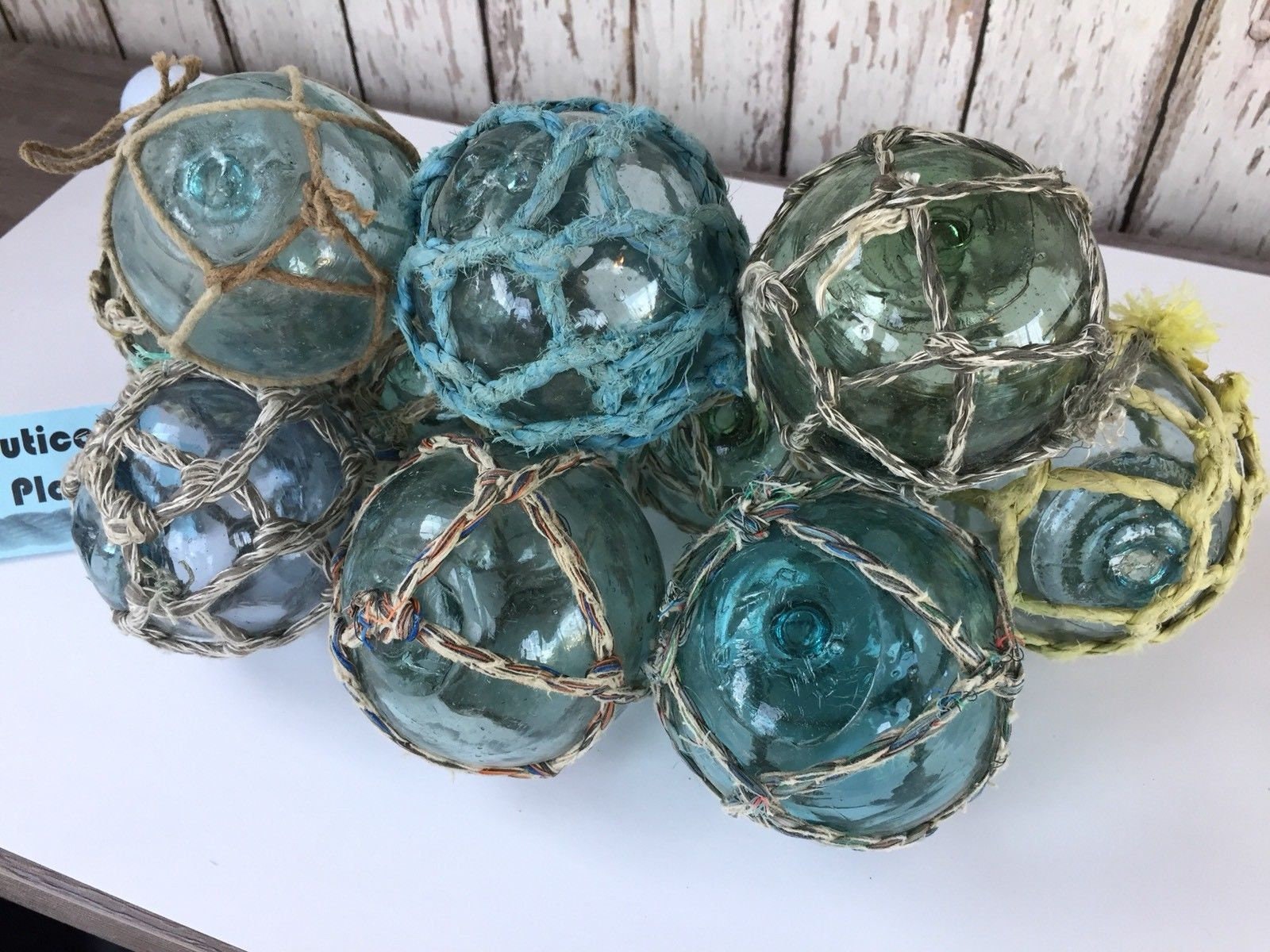 Japanese Glass Floats, Old Fish Net Buoys, Vintage Floats Once Used By  Fisherman In Japan, Assorted Sizes, Mix of Aquas & Greens