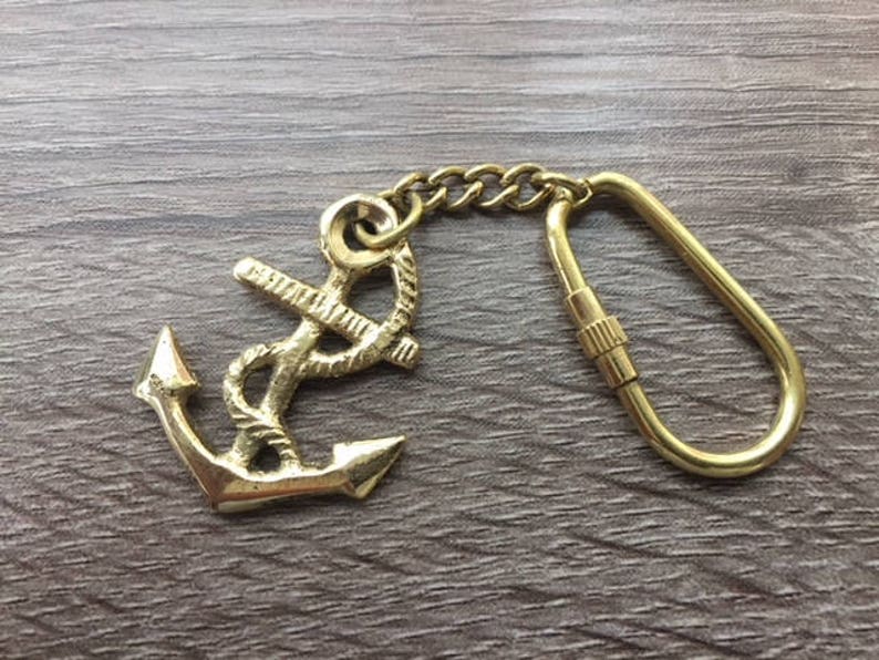 Brass Anchor And Shackle Key Chain Nautical Maritime Key Ring New 4.5/" Long