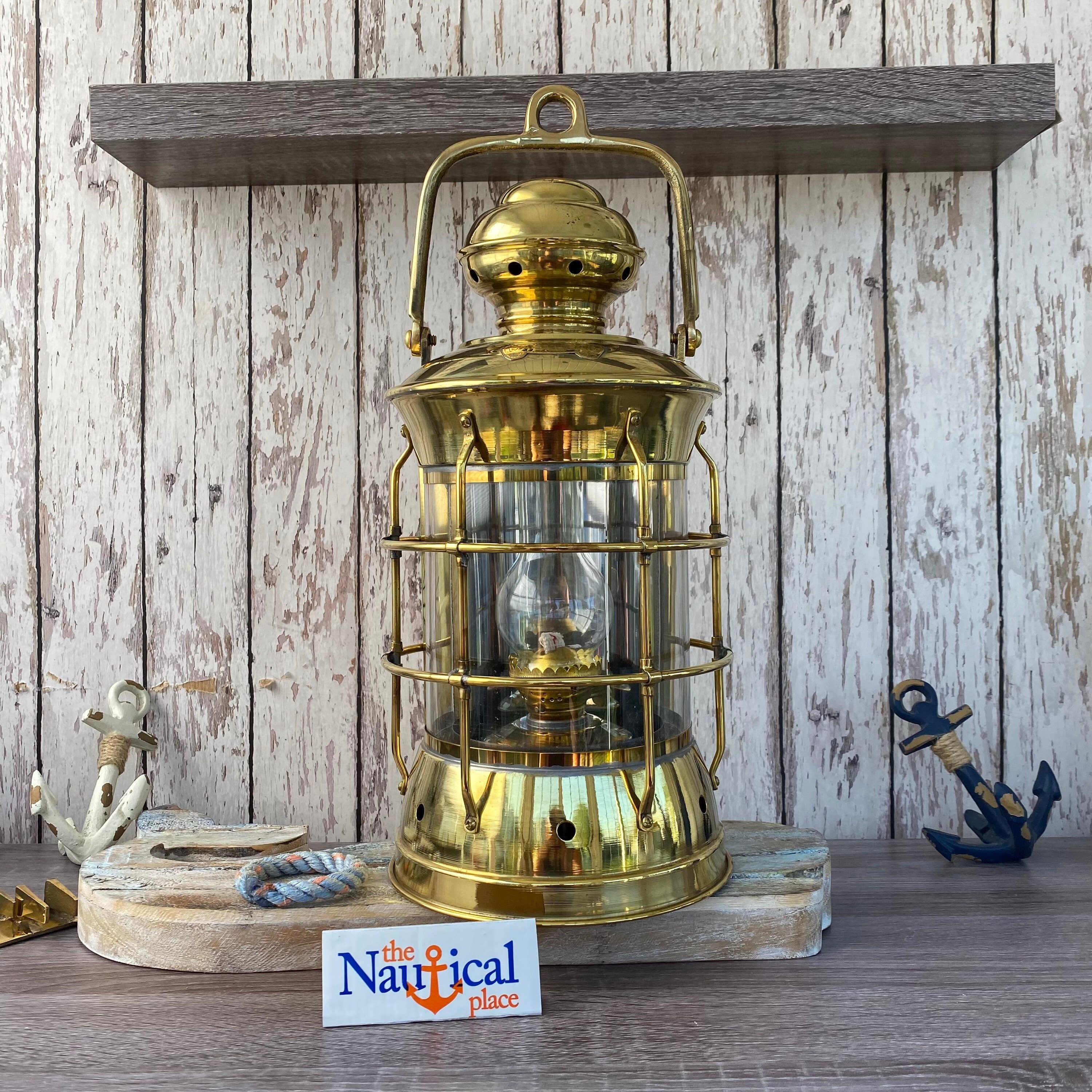 Electric Lanterns - Nautical Lamps Antique Brass Masthead Lantern - 10.5