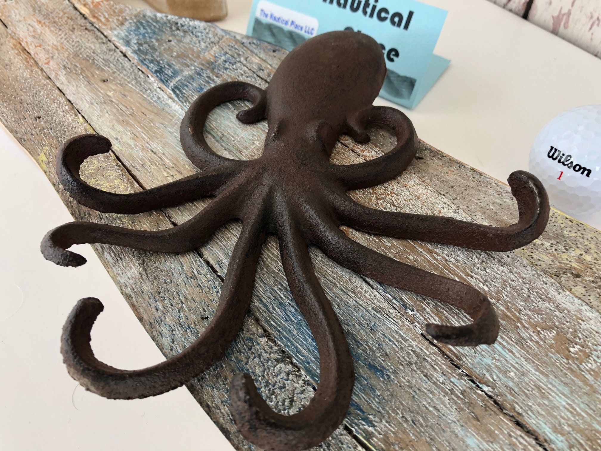 thumbnail image 2 of Nautical Cast Iron Blue Crab Towel Hanger / Coat Hook / Key Rack - 3 Heavy Hooks 2 of 4
