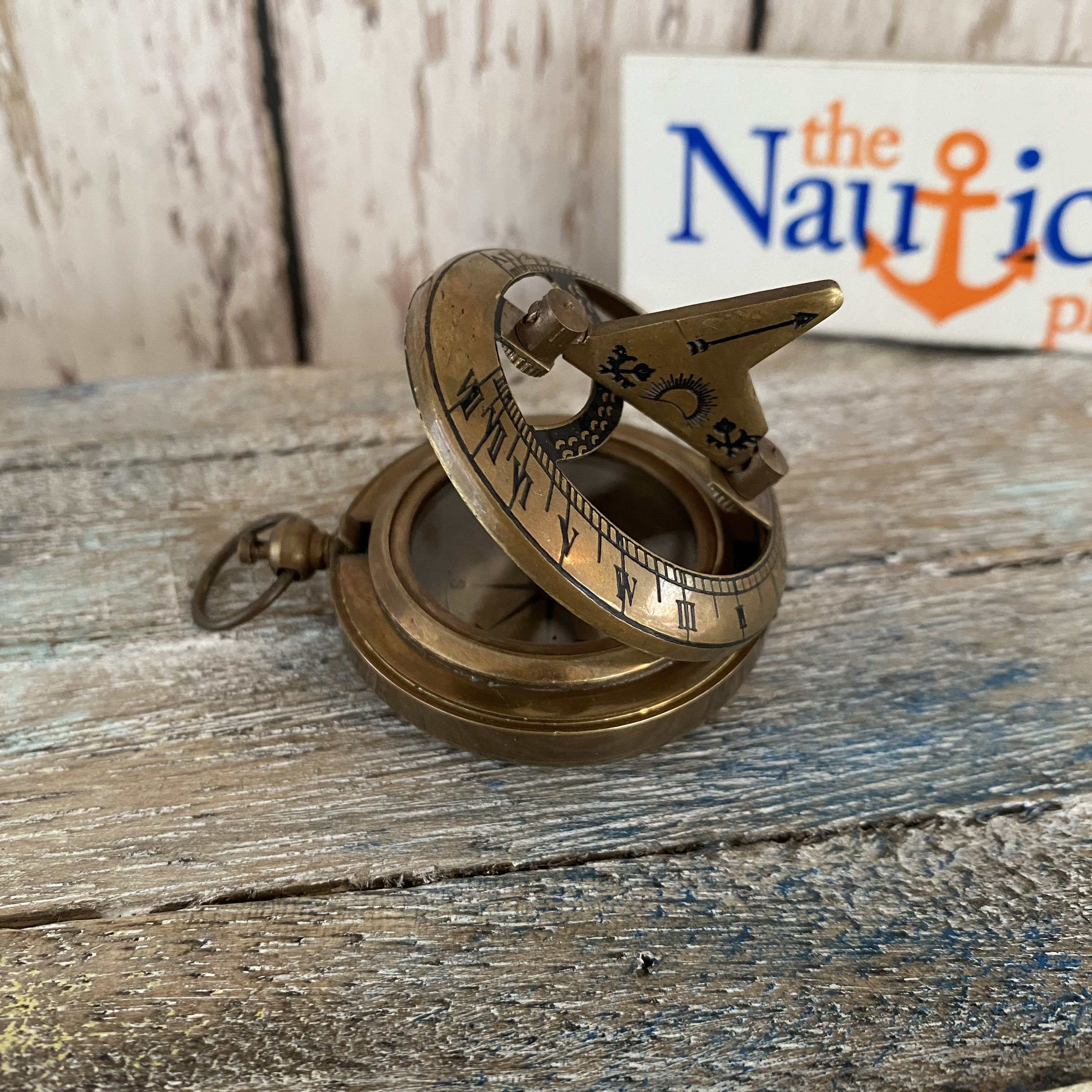 Vintage Nautical Sundial Compass Round Brass Finish Sundial Navigational Compass 