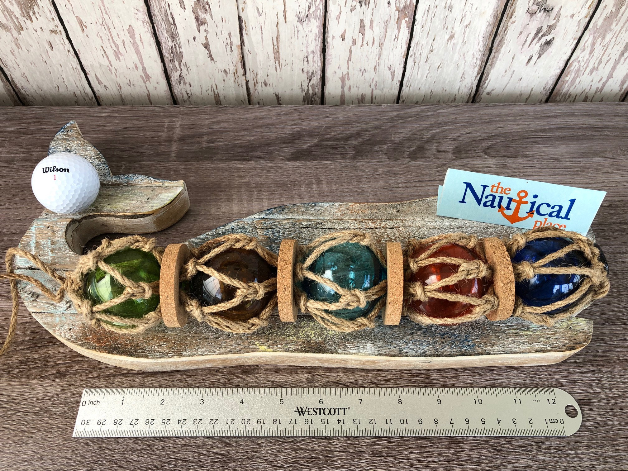 5 2 Glass Fishing Floats On Rope Fish Net Buoy Ball Nautical