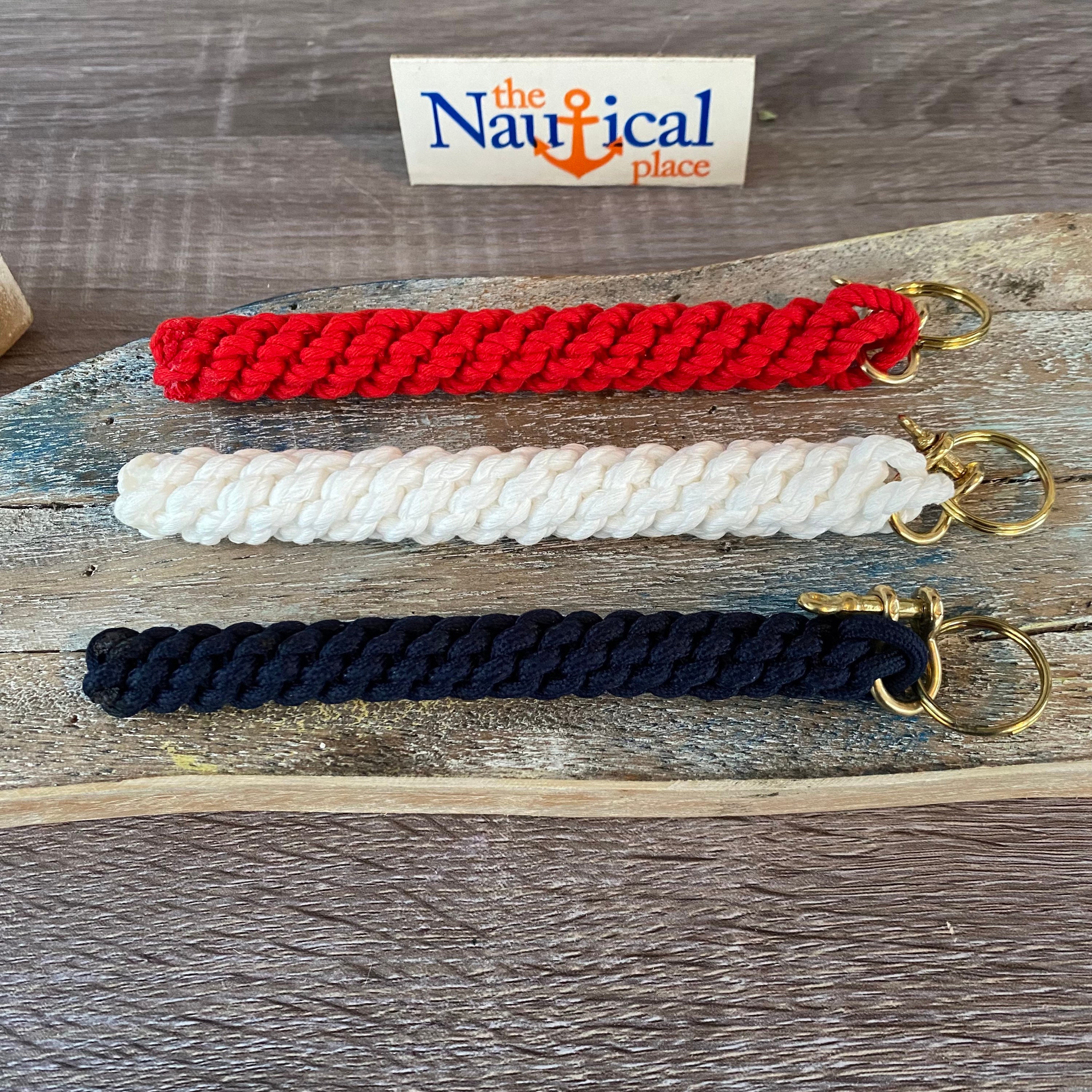 Set of 3 Red White Navy Paracord Lanyards With Glow Ends and