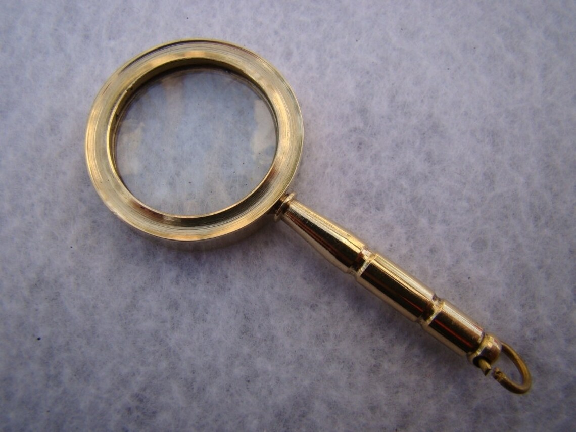 Brass Magnifying Glass Mini Magnifier Necklace Pendant Etsy