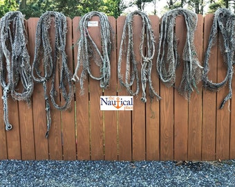 20 ft Braided Nylon Rope Cut From Old Fishing Nets - Authentic Used Fish Netting - Vintage Nautical Decor - Recycled Repurposed