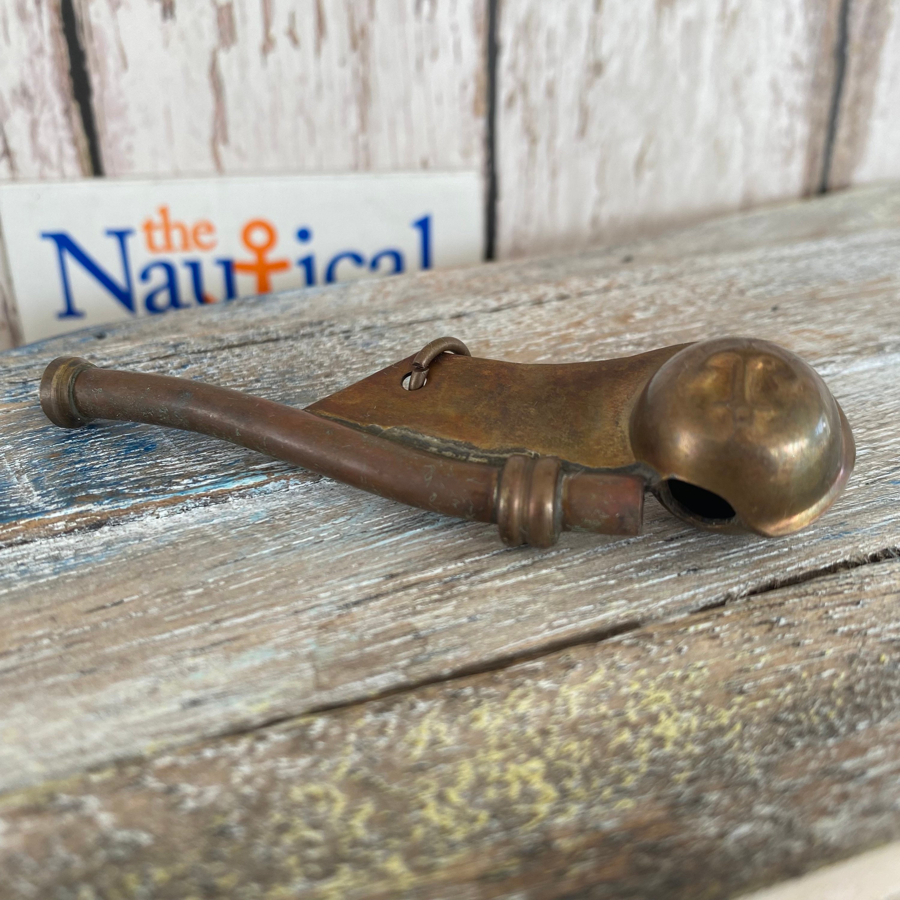 Antique Finish Brass Boatswain Whistle w/ Optional 27 Chain & Bag