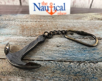 Antique Finish Brass Anchor Keychain - Necklace Pendant - Nautical Jewelry - Wedding Favor, Christmas Gift