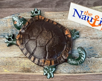 Cast Iron Turtle Wall Hook - Towel Hanger - Coat, Hat, Key Rack - Bathroom, Pool House Wall Hanger - Sea Turtle Beach Decor