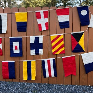 Nautical Signal Code Flag Set On String Set of 40 Hand Sewn, Double Sided Cotton Flags High Quality Alphabet Flag Set image 7