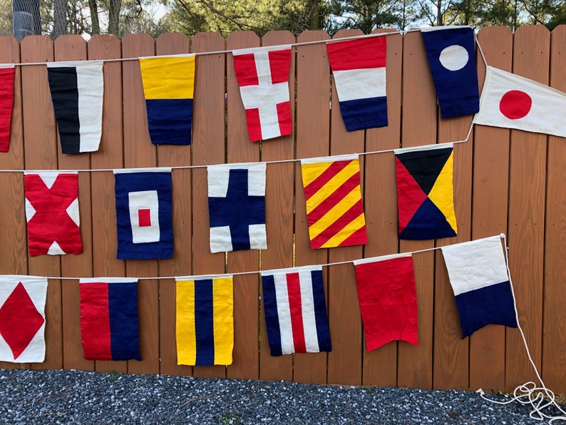 Nautical Signal Code Flag Set On String Set of 40 Hand Sewn, Double Sided Cotton Flags High Quality Alphabet Flag Set image 7