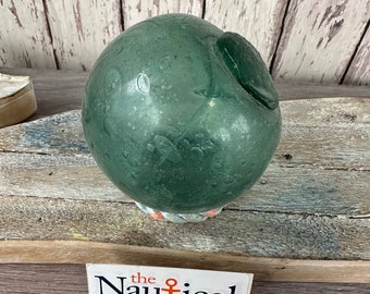 Japanese Glass Fishing Float, Thick Spindle, Lots Of Bubbles, Authentic Fish Net Buoy From Japan