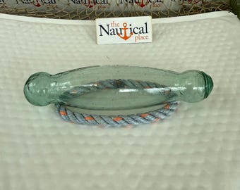 Japanese Glass Fishing Float, 7.25" Shark Roller, Authentic Fish Net Buoy From Japan