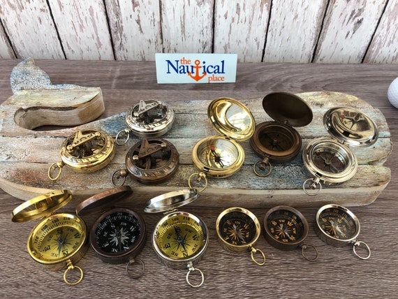 Antique Nautical Brass Compass-Mini Pendent Compass-Silver Finished crom compass