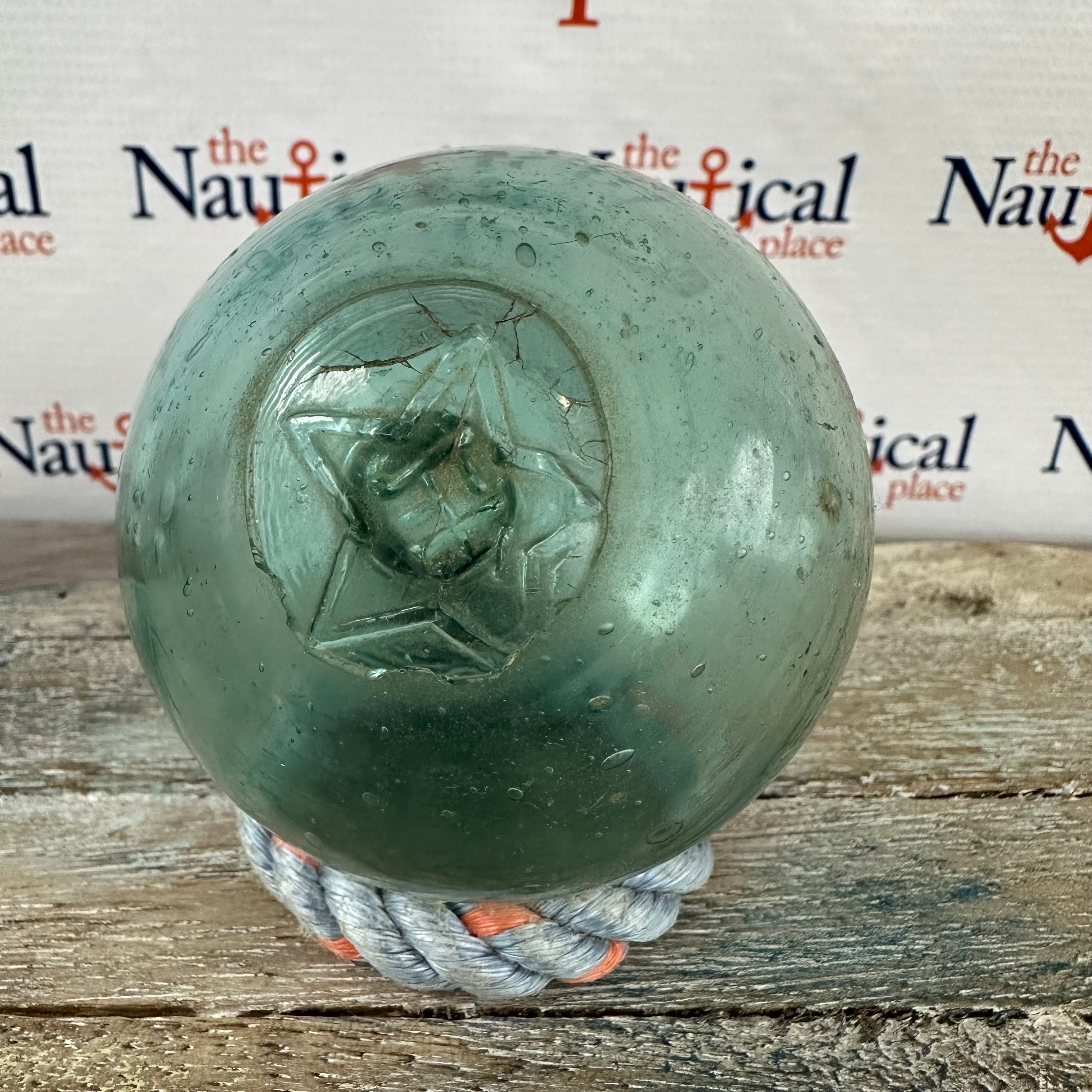 Japanese Glass Fishing Float, Nice Star Mark, Authentic Fish Net Buoy From  Japan 