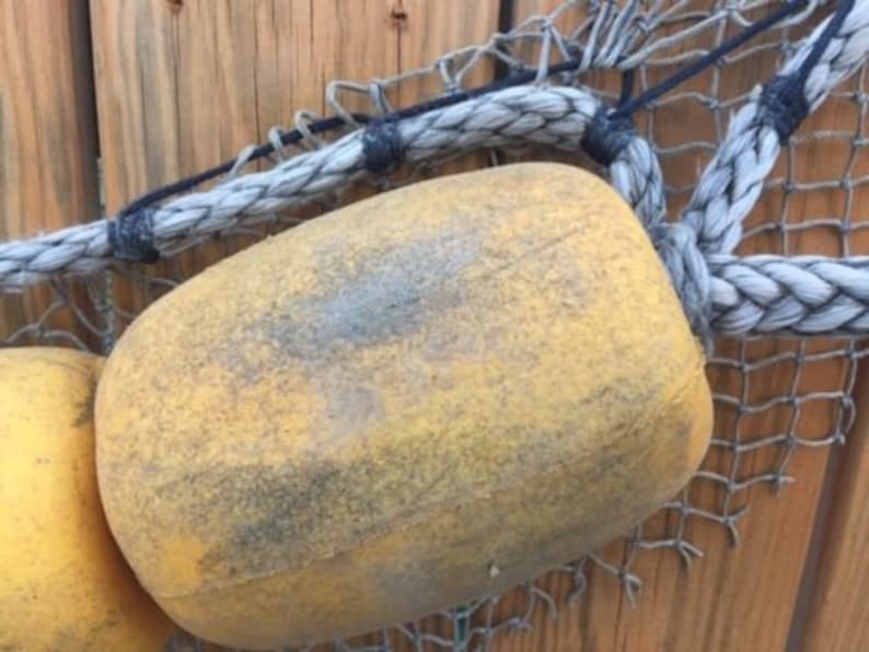 4 X Authentic Used Fishing Net Floats on Rope Old Vintage Etsy