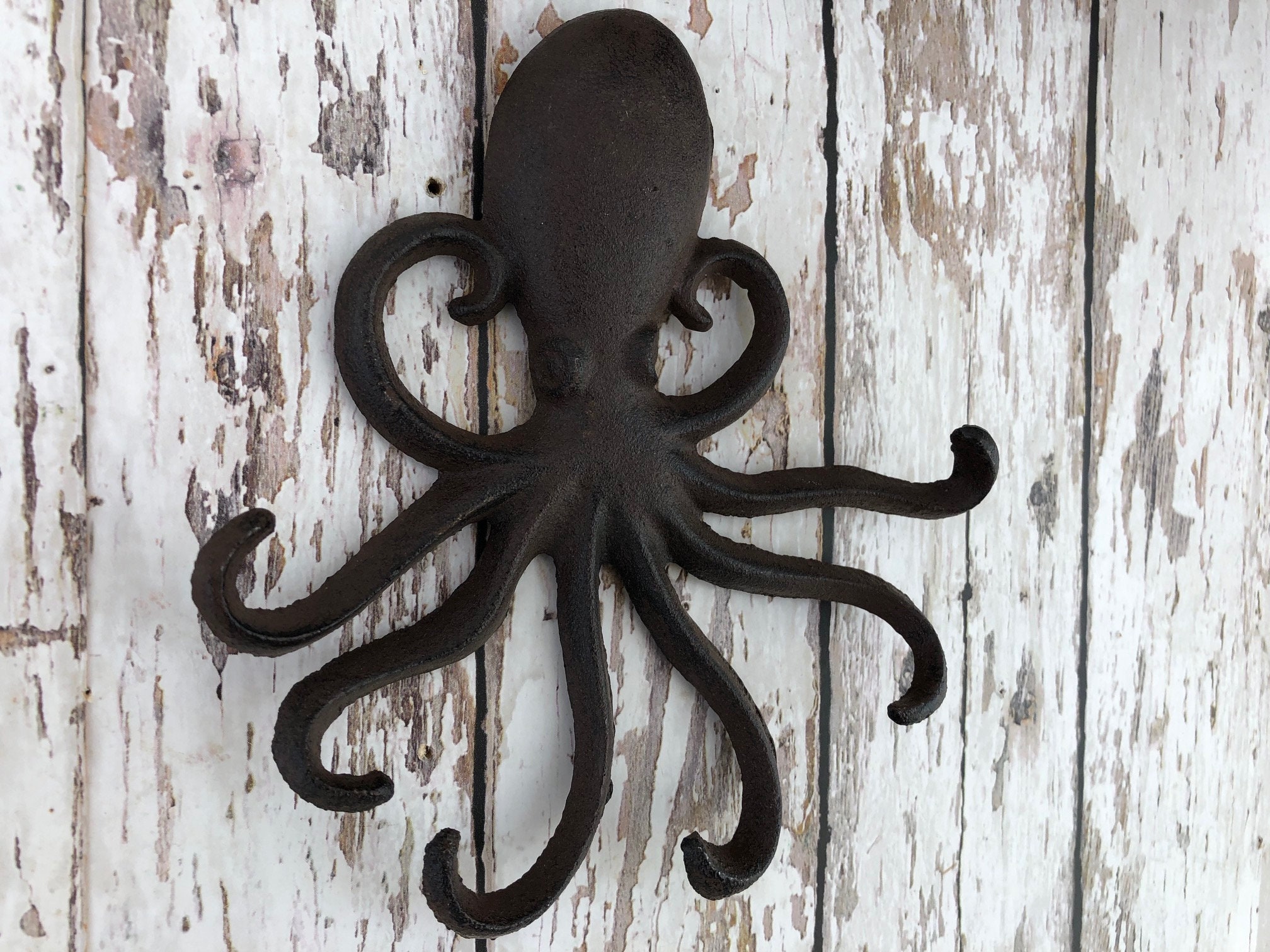 Cast Iron Octopus Wall Hook Towel Hanger Coat, Hat, Key Rack