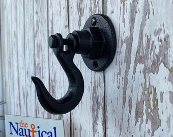 Cast Iron Heavy Duty Wall Hook - Towel Hanger - Coat, Hat, Key Rack - Industrial Garage Storage