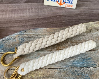 Rope Bell Pull w/ Brass Shackle - Braided Knot Lanyard - Hand Tied  Sailor Bellpull - White or Natural