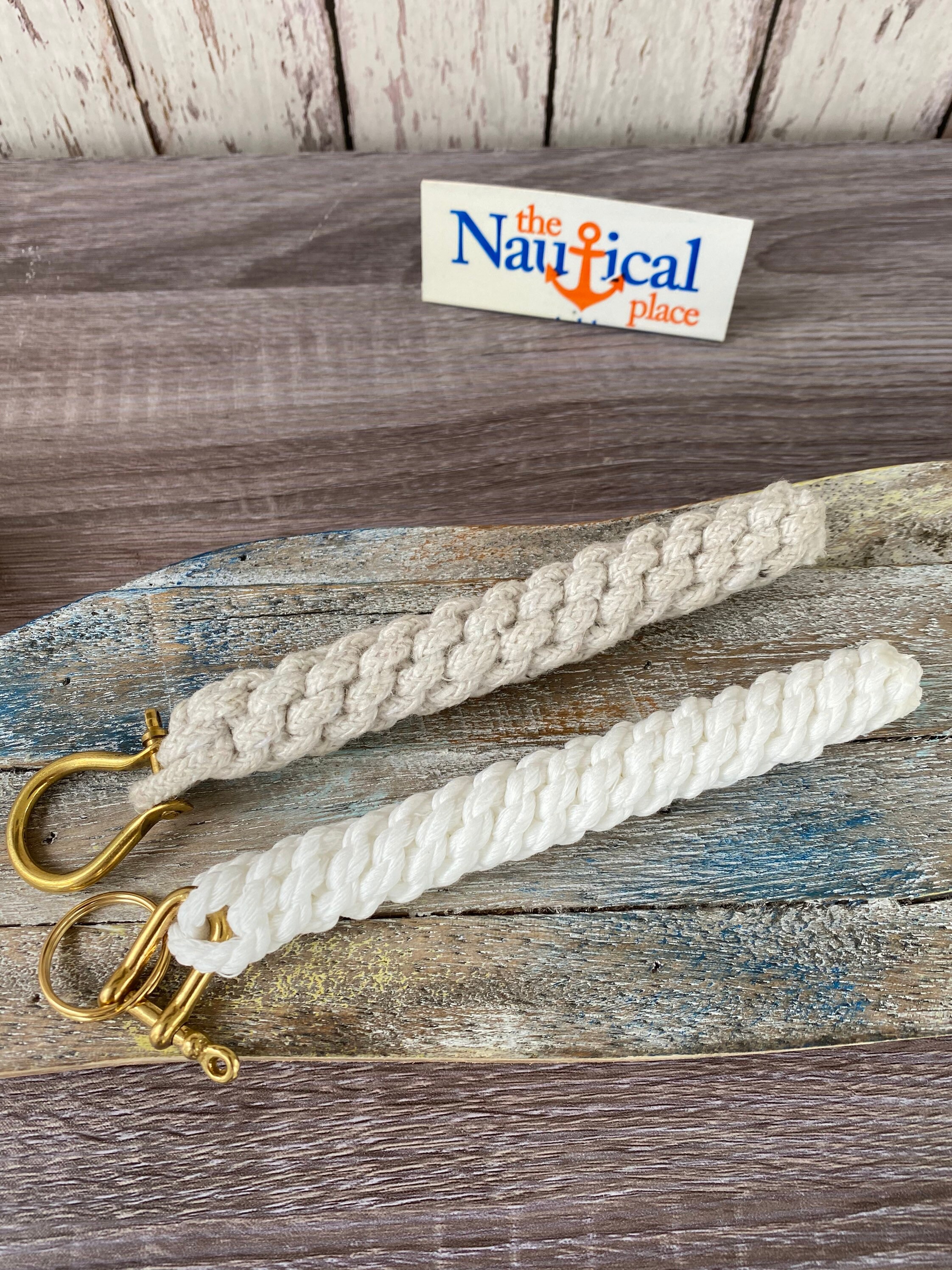 Rope Bell Pull w/ Brass Shackle Braided Knot Lanyard Hand Tied