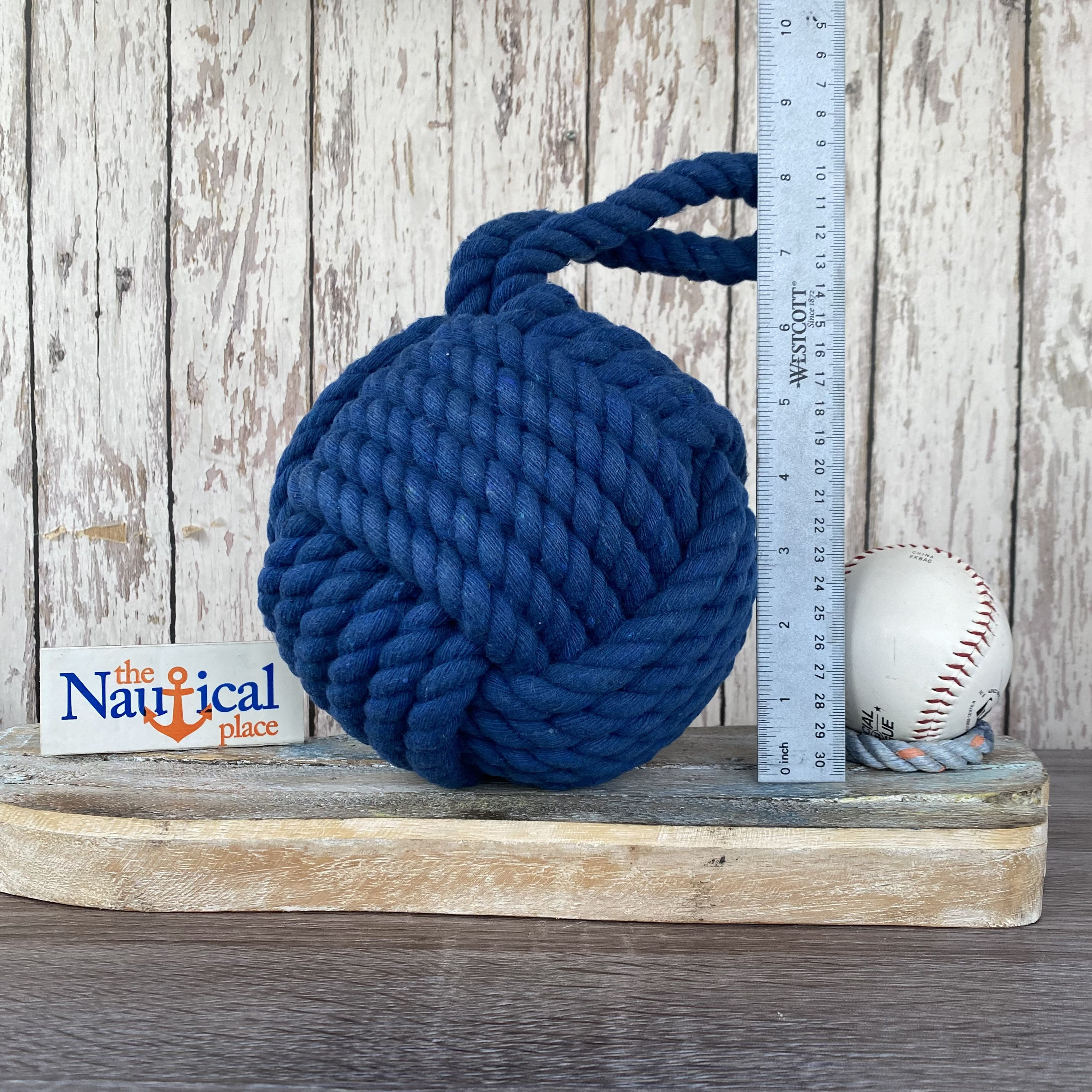 3.5 - 4 Monkey Fist Knot Ball w/ Hanger Loop - Handmade Jute Rope Sailor  Knot - Blue, Natural Tan, White, Gray - Nautical Decor For Bowls