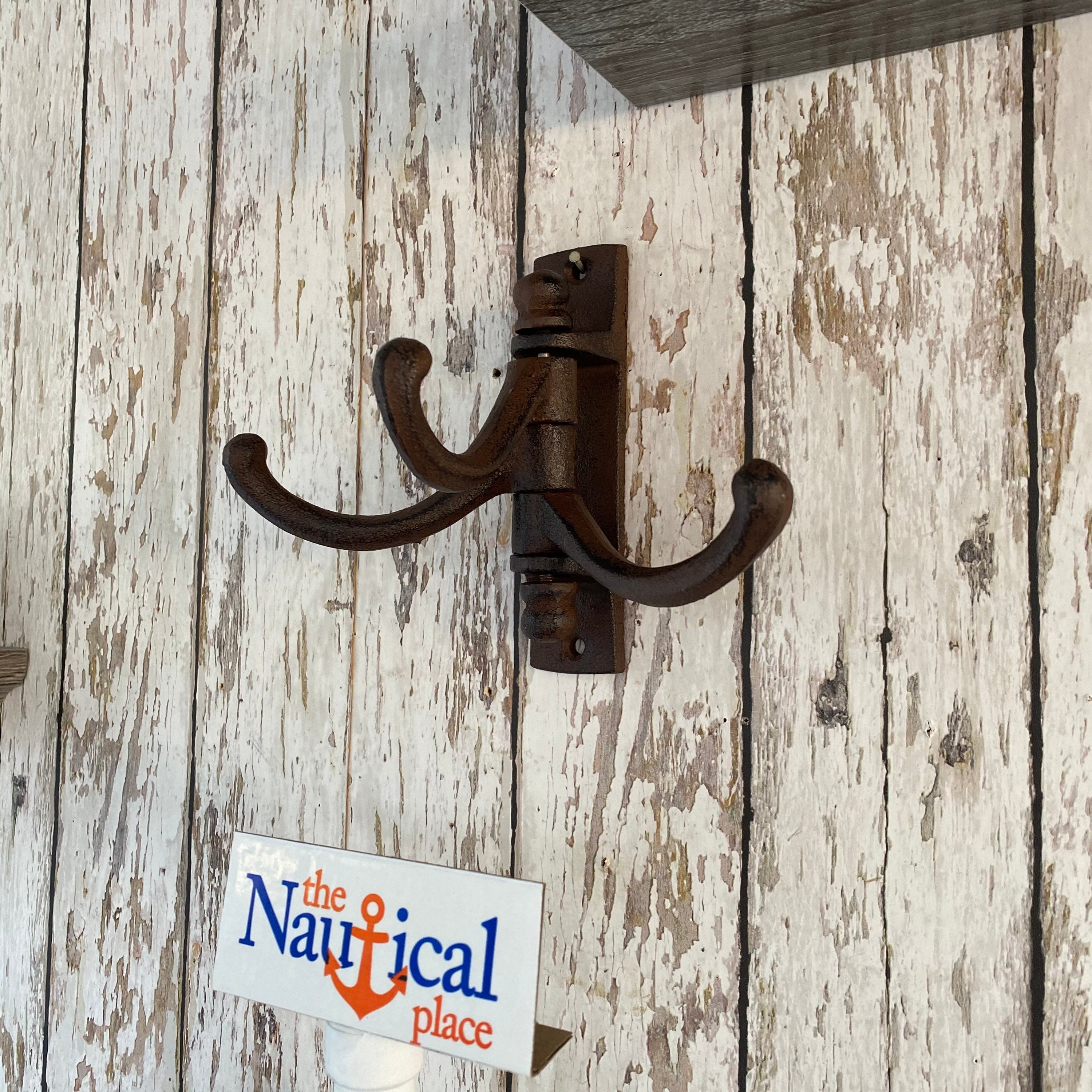 Cast Iron Swivel Triple Wall Hook - Towel Hanger - Coat, Hat, Key Rack -  Nautical Beach Bathroom Decor