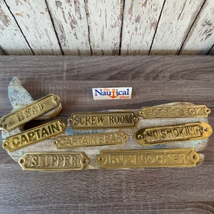 Solid Brass Vintage Captain Door Sign Or Wall Plaque Nautical Collectible Decor