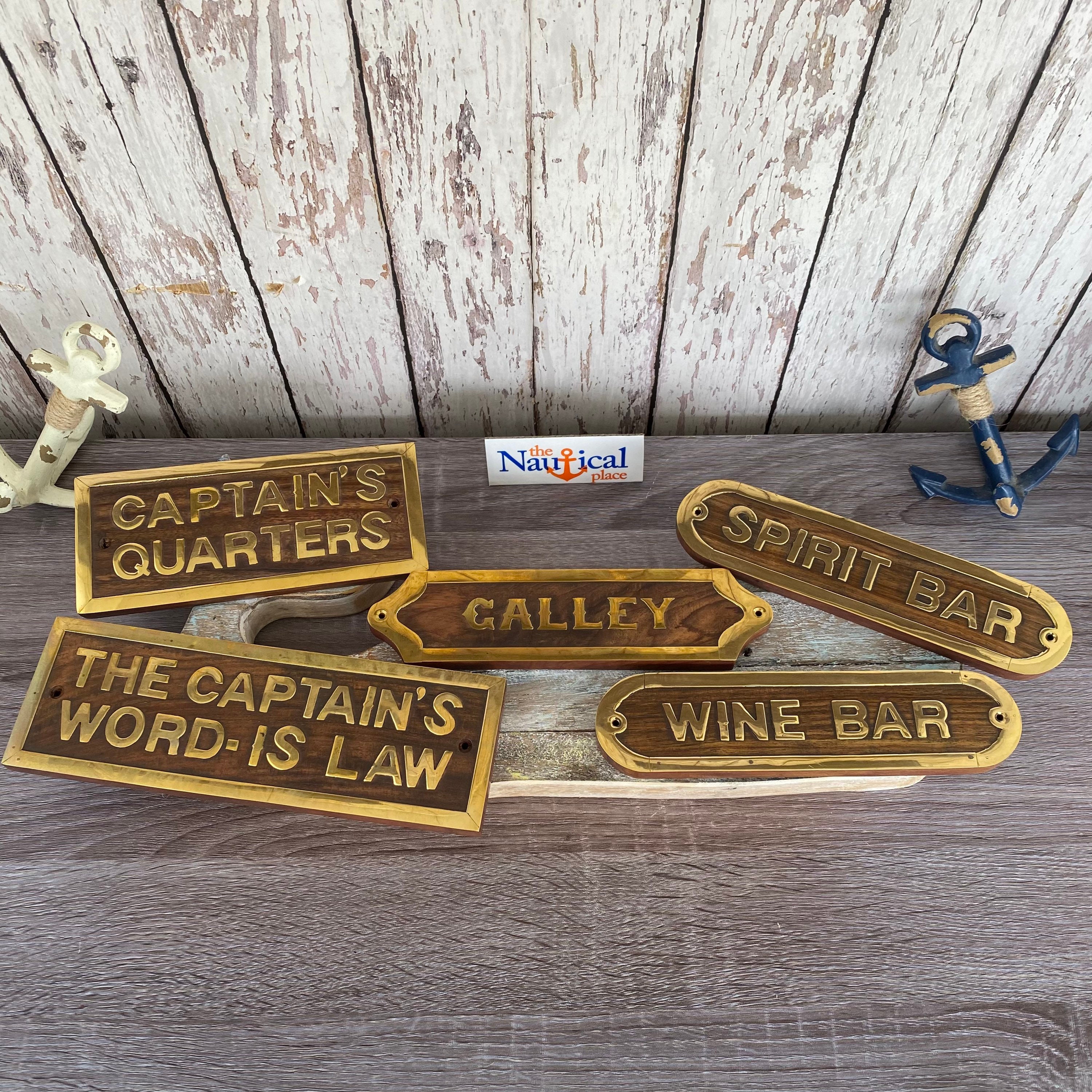 Solid Brass Vintage Captain Door Sign Or Wall Plaque Nautical Collectible Decor