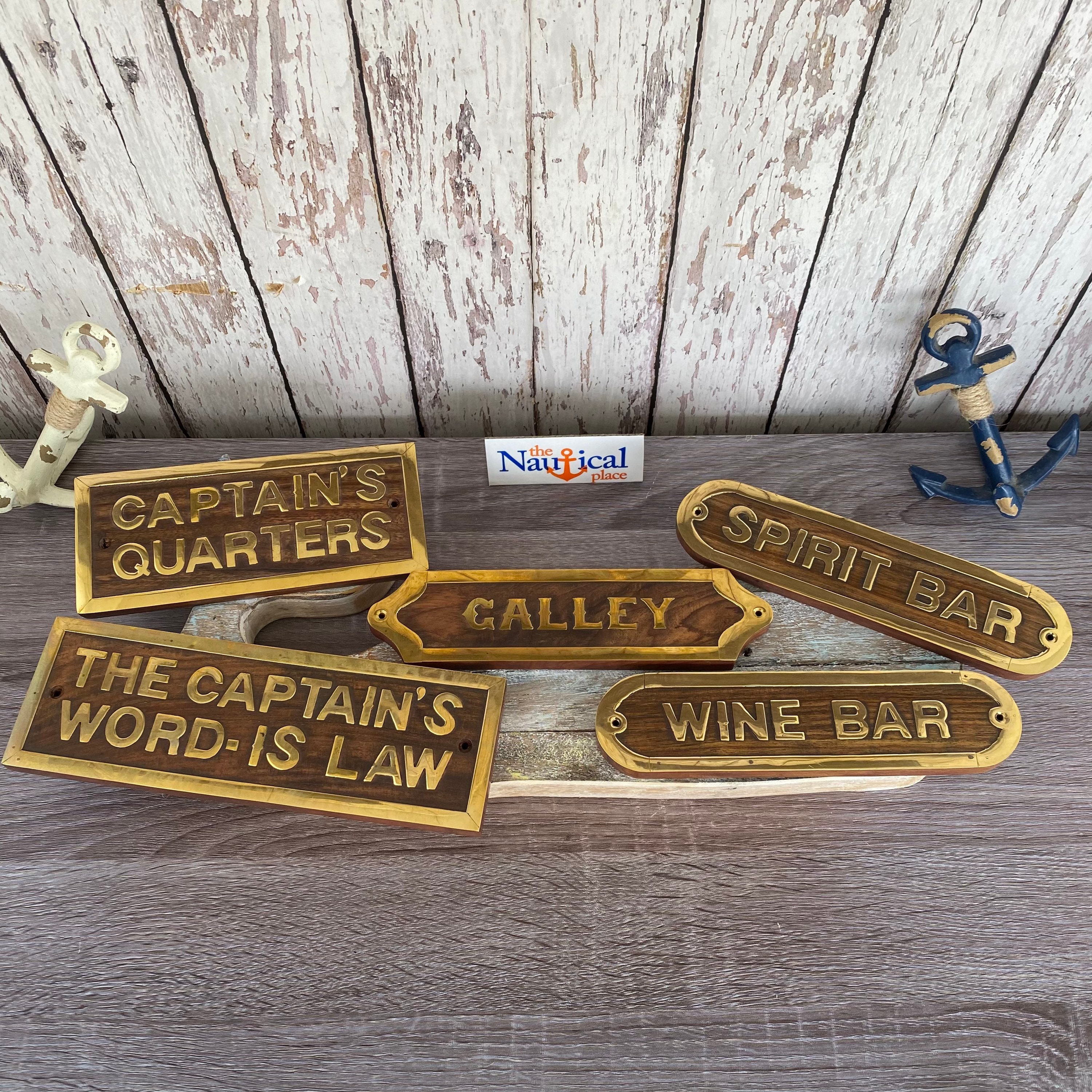 Buy Nautical Door Signs Wood & Brass Captain's Quarters, Galley, Wine,  Spirit Bar Nautical Wall Plaque Christmas Gift Online in India 