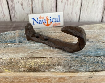 Hand Forged Cast Iron J Hook - Towel Hanger - Coat, Hat, Key Rack - Decorative Wall Decor - Bathroom Wall Hanger