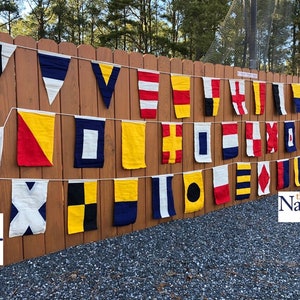 Nautical Signal Code Flag Set On String Set of 40 Hand Sewn, Double Sided Cotton Flags High Quality Alphabet Flag Set image 1