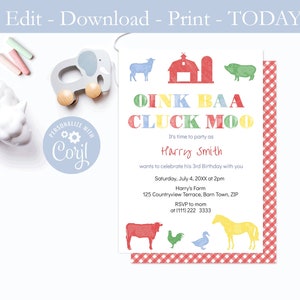 Petting Zoo Party Invite Template Farm Birthday Invitation Etsy
