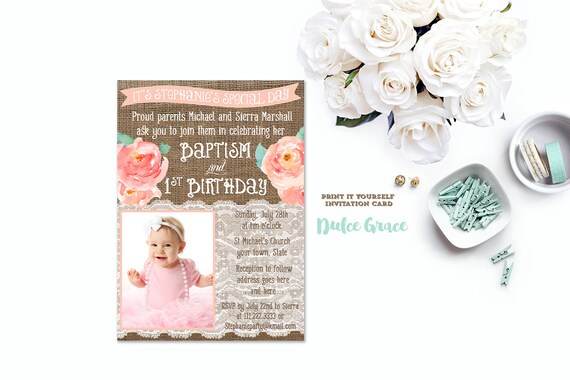 Baptism Birthday Invitations Joint Birthday Baptism Invites Etsy
