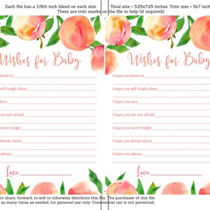DESCARGA DIGITAL, juego de baby shower, actividades de baby shower de melocotón dulce, tarjeta de deseos de bebé, tarjeta de deseos para bebé, deseos imprimibles para bebé