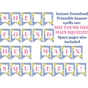 Positano Lemons Bridal Shower Banner, She Found Her Main Squeeze, Amalfi Coast, Citrus Wedding Shower Banner, Printable, Download Banner