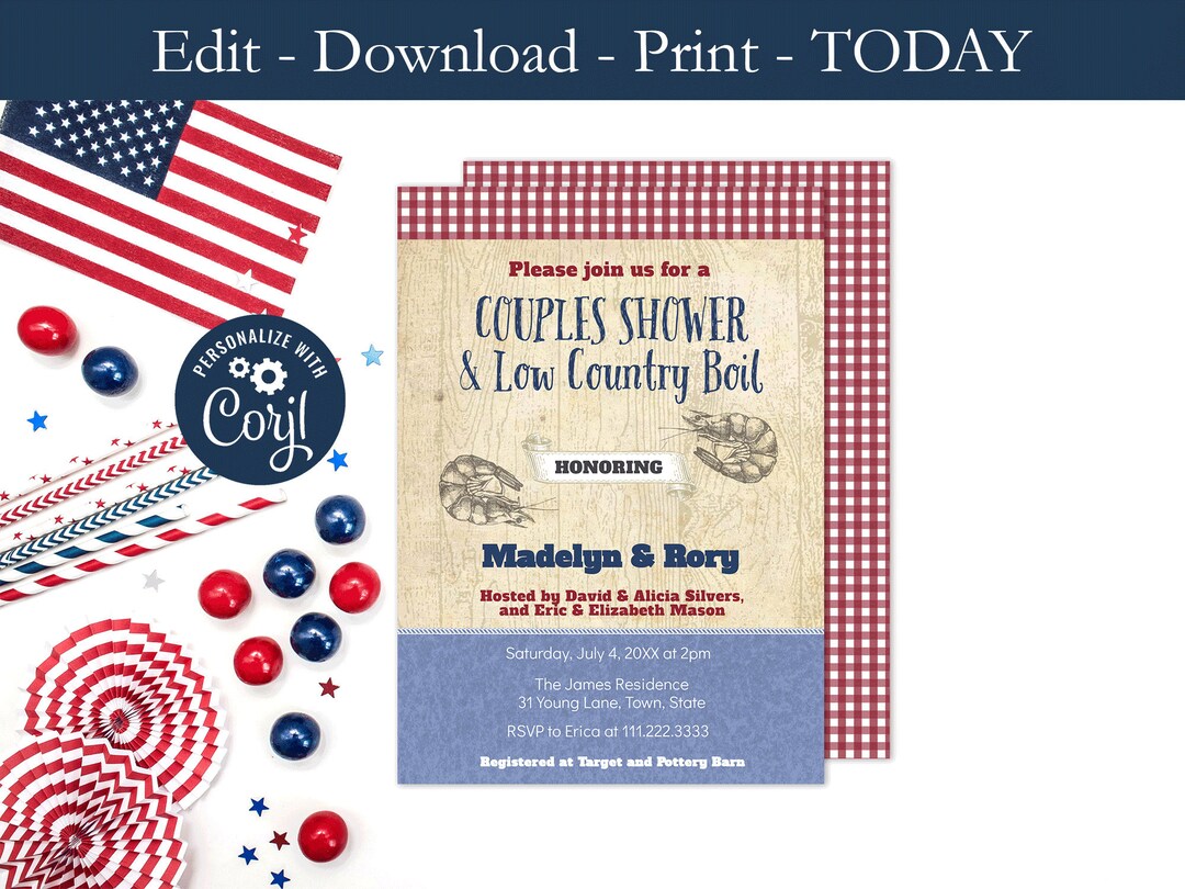 Low Country Boil Invitation, Digital Invitation, Editable Invite ...