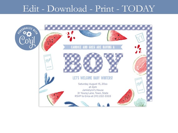 Printable Baby Boy Shower Invitation Casual Backyard Couples - Etsy
