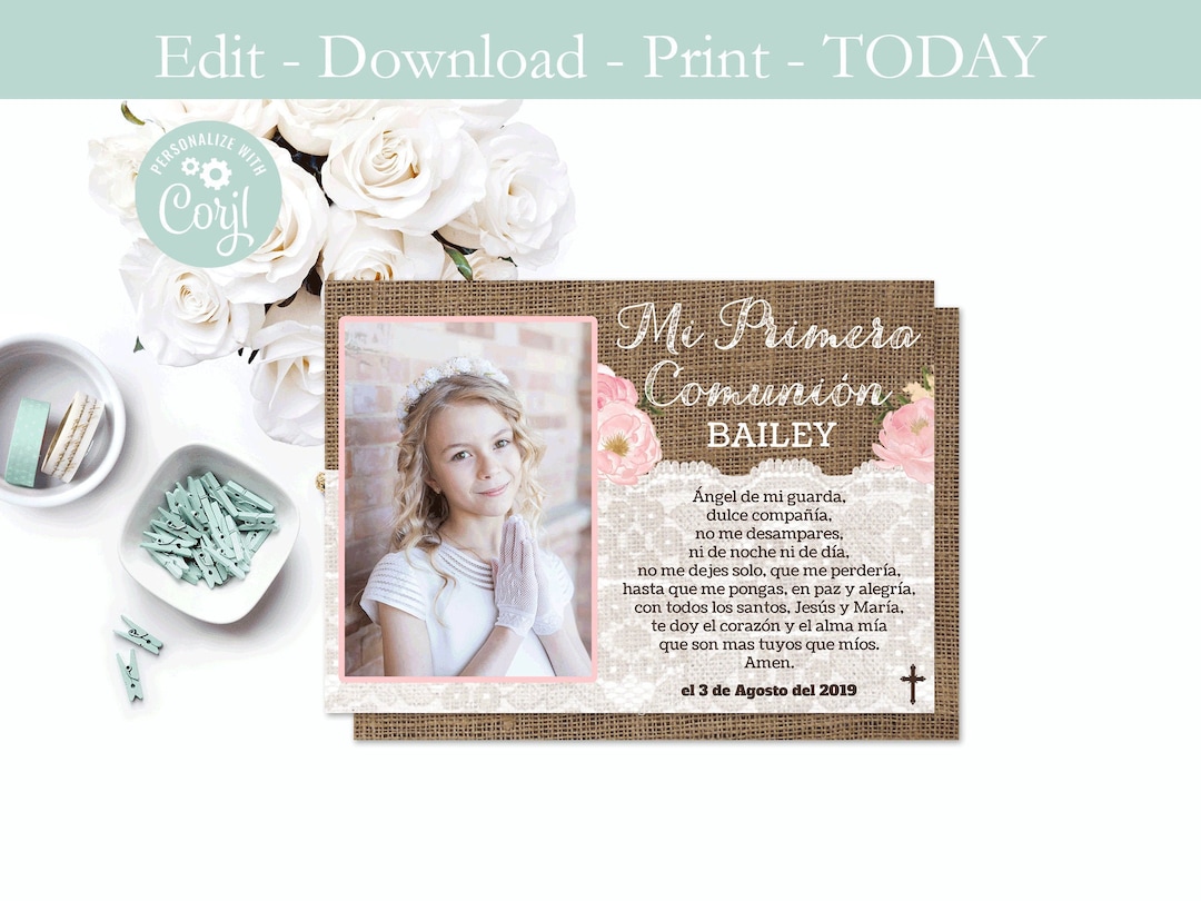 Oracion De Primera Comunion Recuerdo Con Foto Imprimible - Etsy