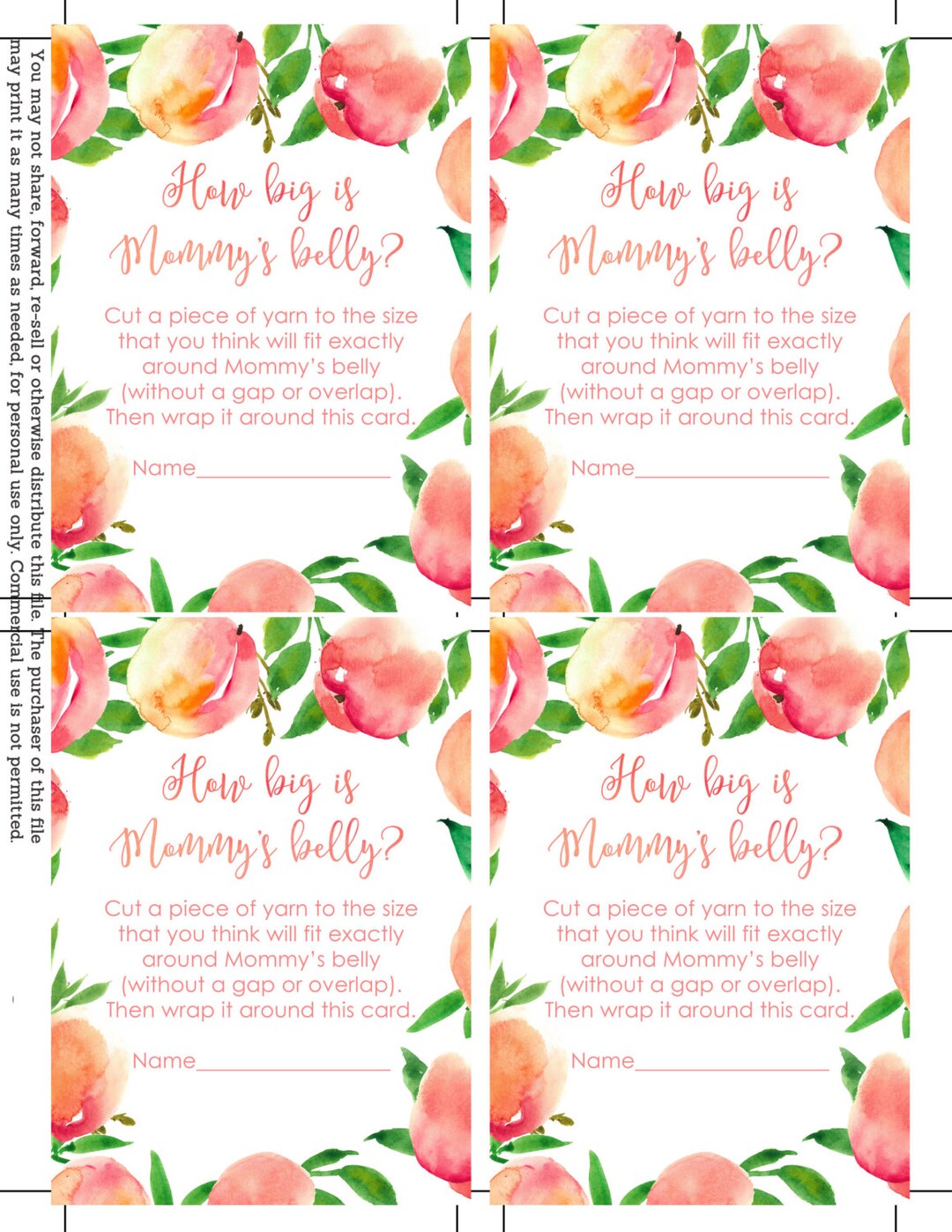 How Big is Mommy's Belly Game, Measure the Belly Game, Baby Shower Game ...