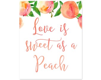 Love is Sweet as a Peach, Southern bridal shower, sign for bridal shower, home decor sign, peach of a couple, 8x10 sign, Wedding sign, SPE