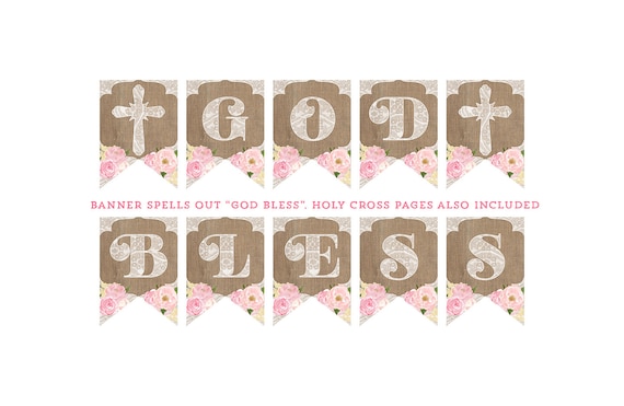 Instant Download GOD BLESS banner Instant download Baptism | Etsy